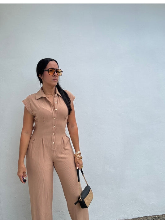 Sand Cut Out Back Jumpsuit