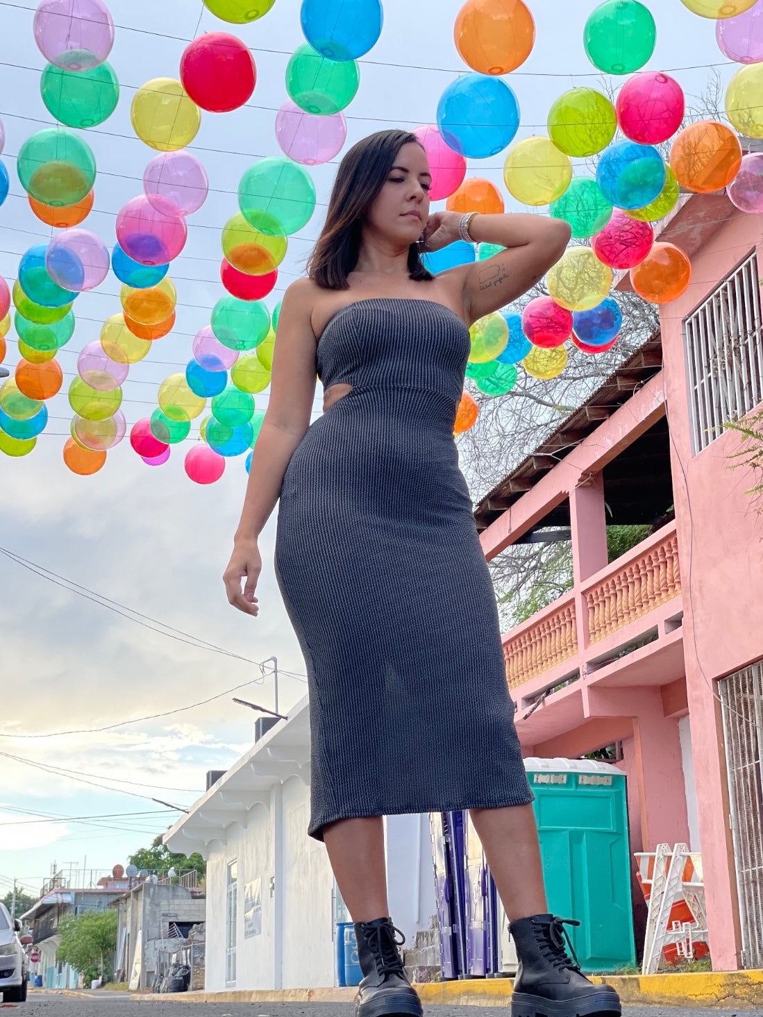 Charcoal Midi Dress