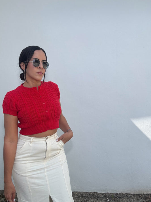 Red Crop Sweater
