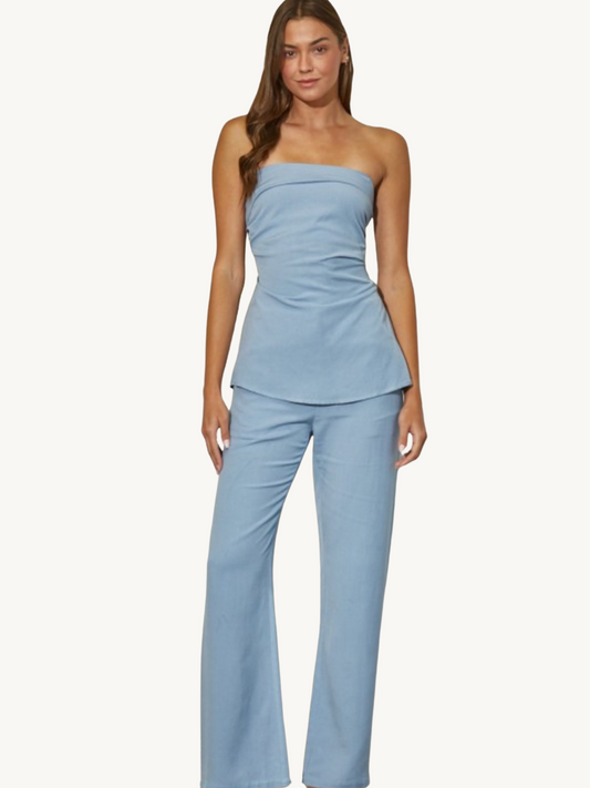 Blue Straight Leg Pants