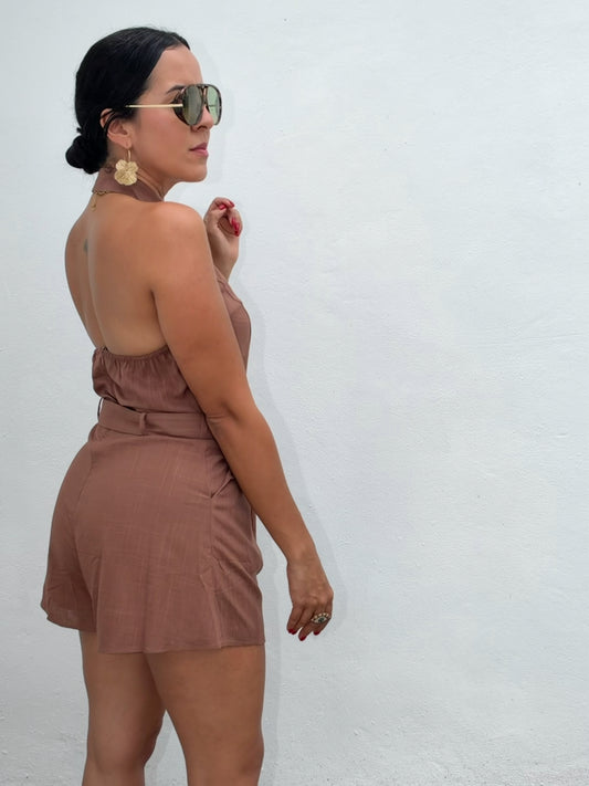 Mocha Halter Romper
