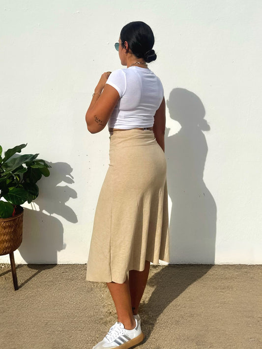Beige Midi Skirt
