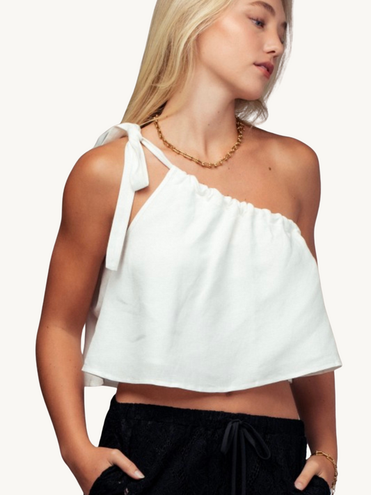 White One Shoulder Top