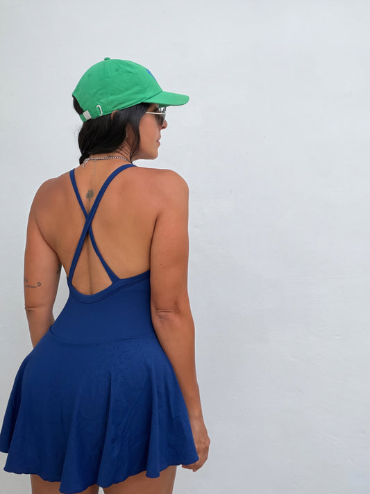 Blue Sporty Chic Dress with Shorts