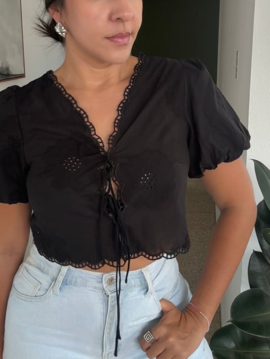 Embroidered Bubble Top