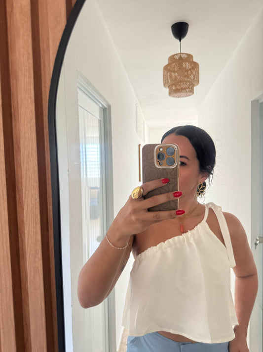 White One Shoulder Top