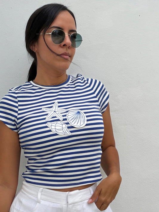 Blue Striped Summer Top