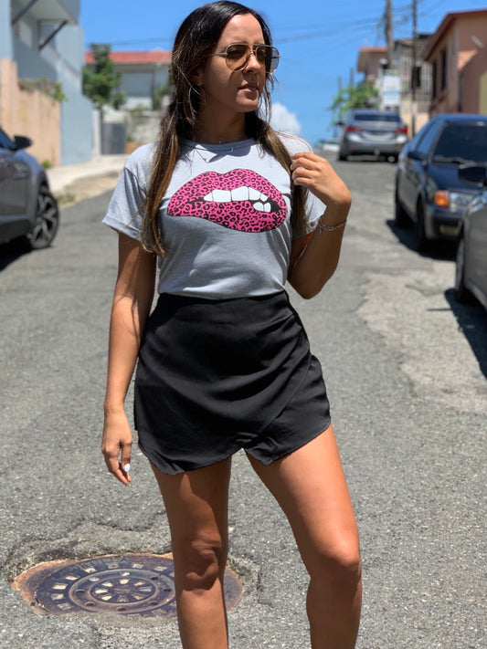 Black Satin Skort