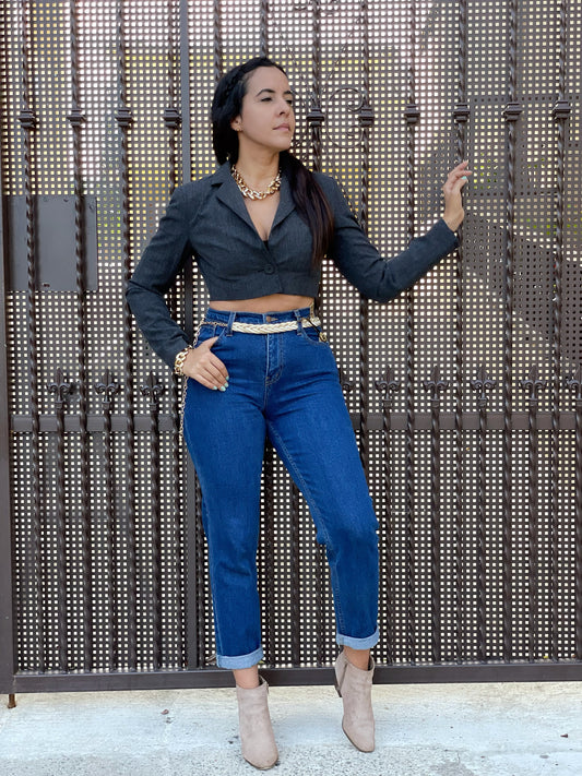 Charcoal Crop Blazer