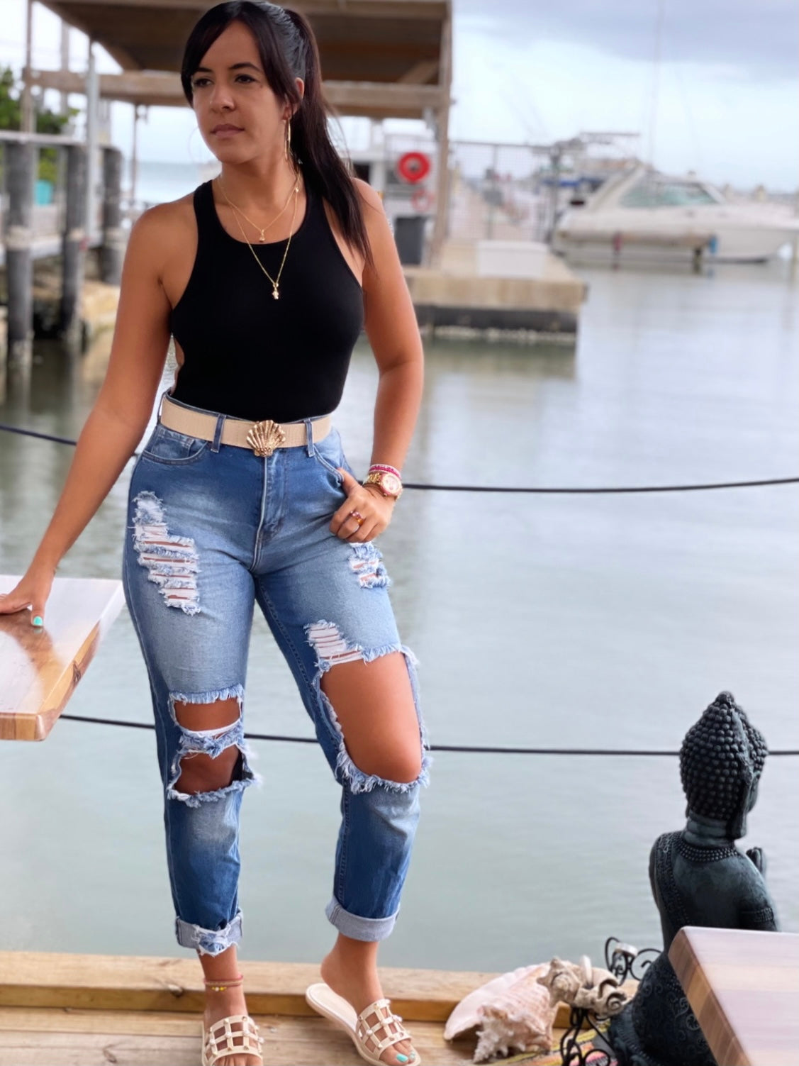 Crossed Black Bodysuit