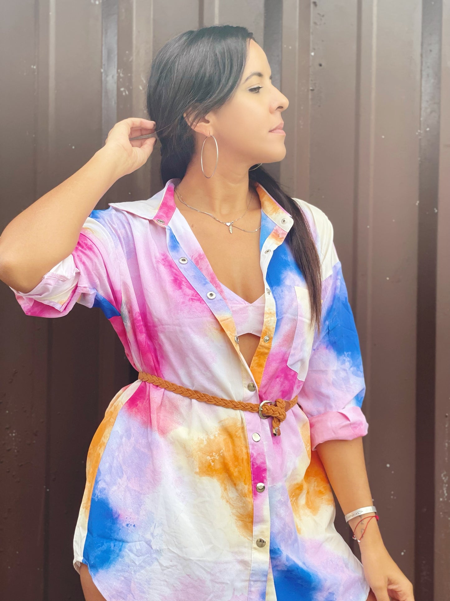 Multi Color Trap Top and T-Shirt Dress