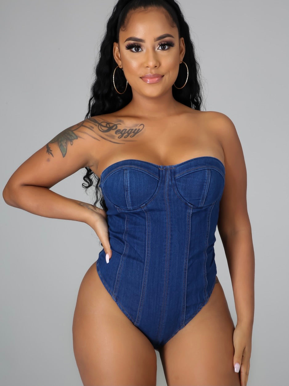 Denim Strapless Bodysuit
