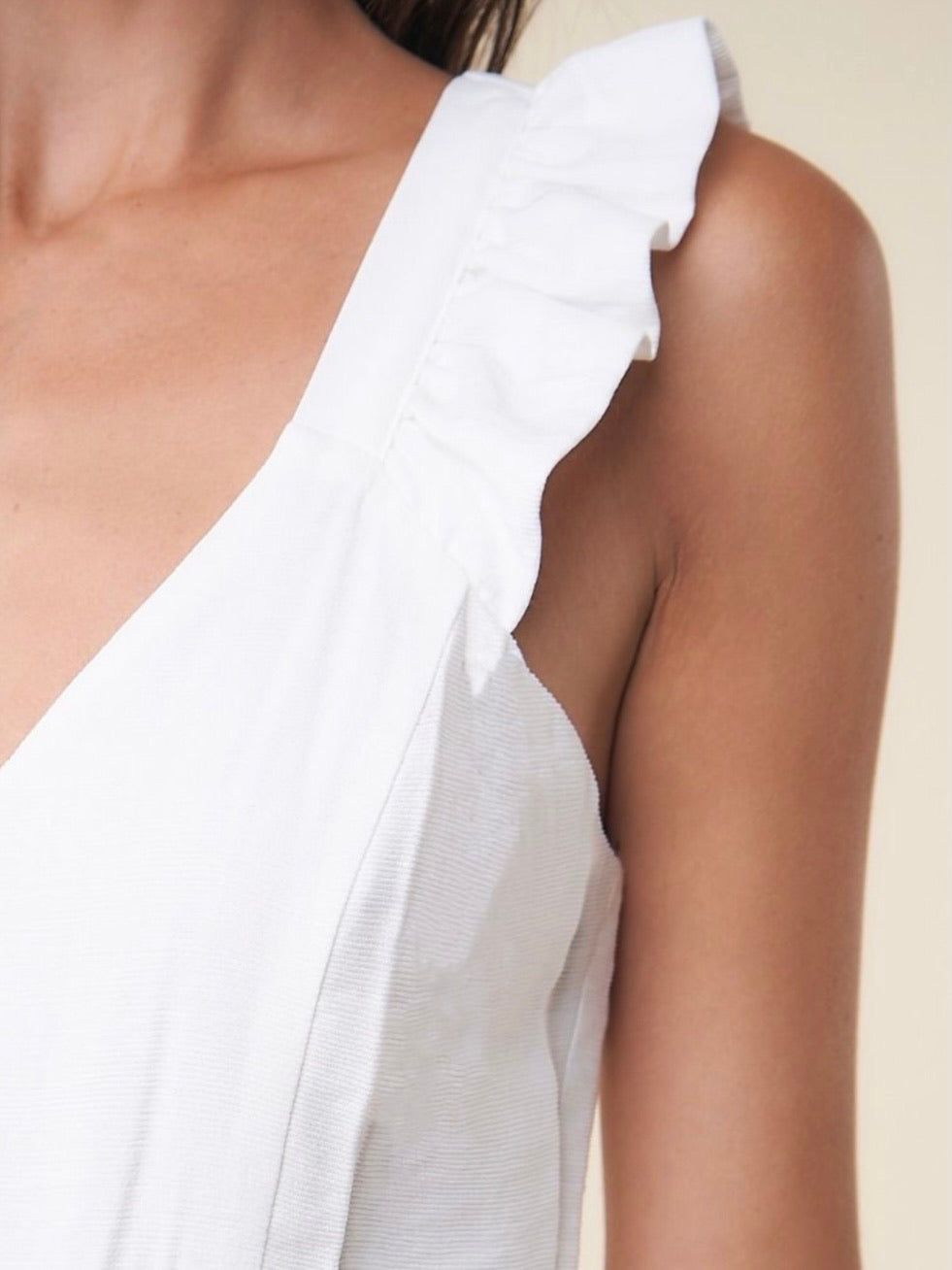 All White Ruffle Jumpsuit