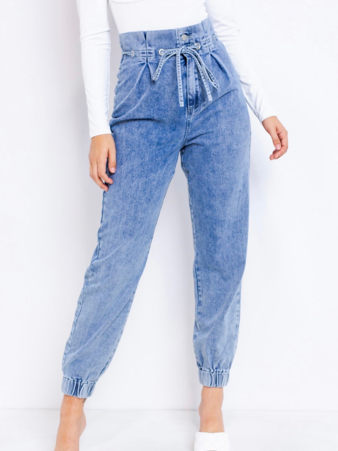 Denim Paper Bag Jogger