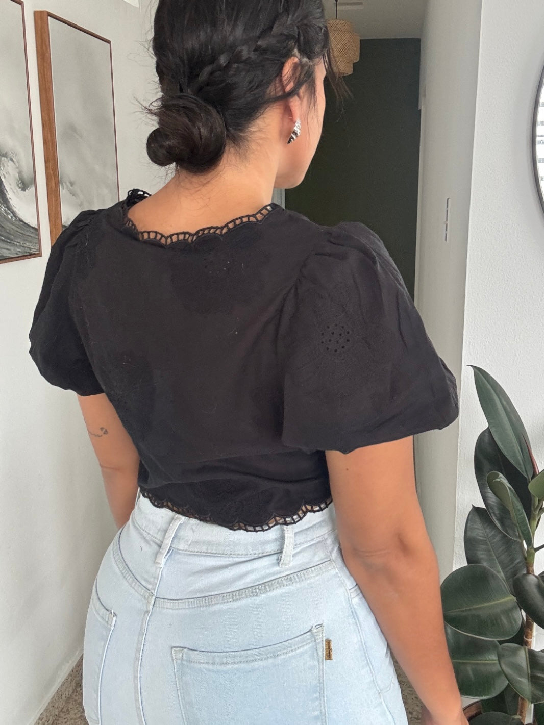 Embroidered Bubble Top