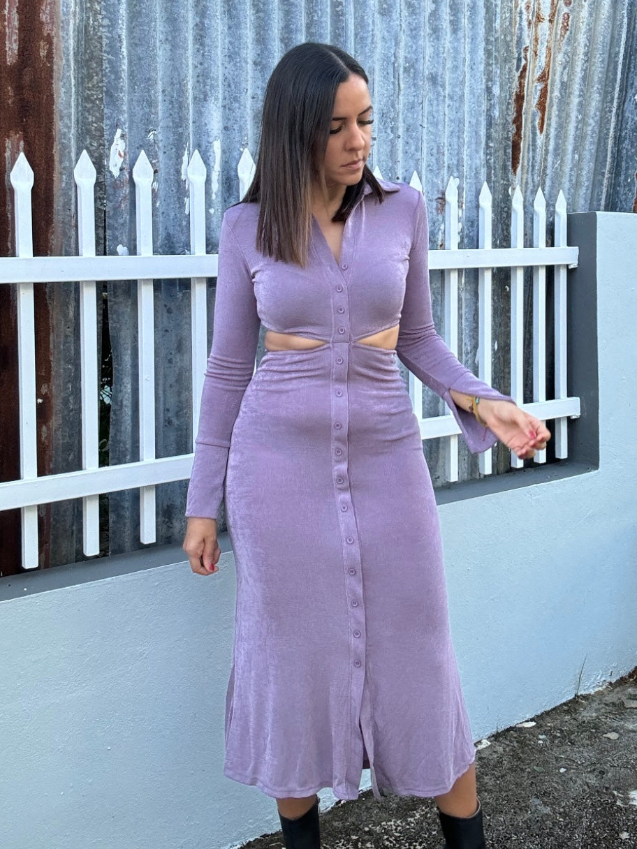 Lavender Cutout Midi Dress