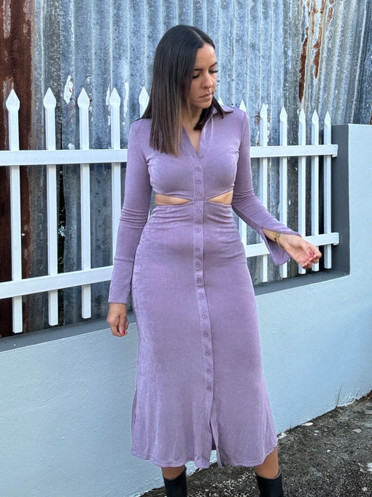 Lavender Cutout Midi Dress