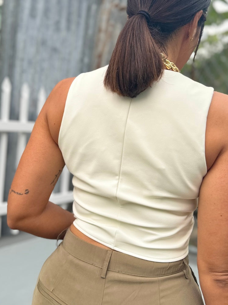 White Leather Vest