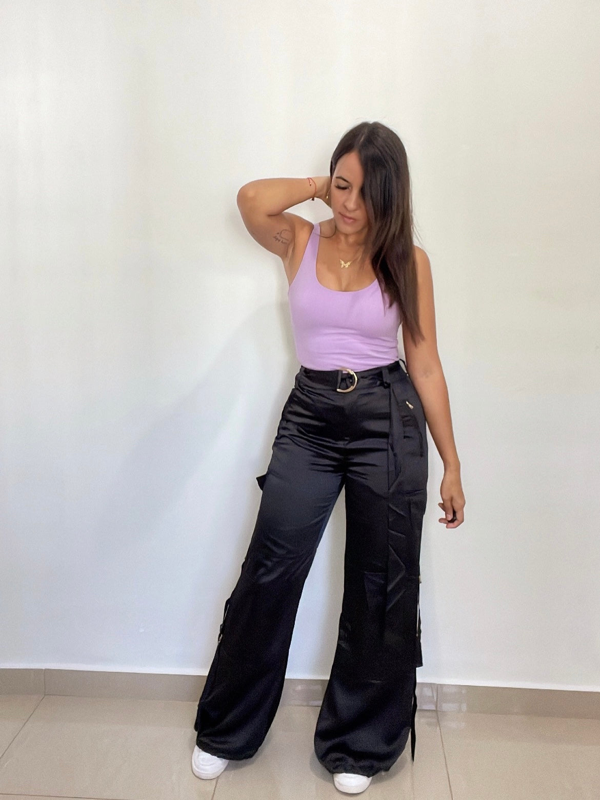 Satin Cargo Pants