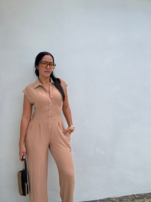 Sand Cut Out Back Jumpsuit