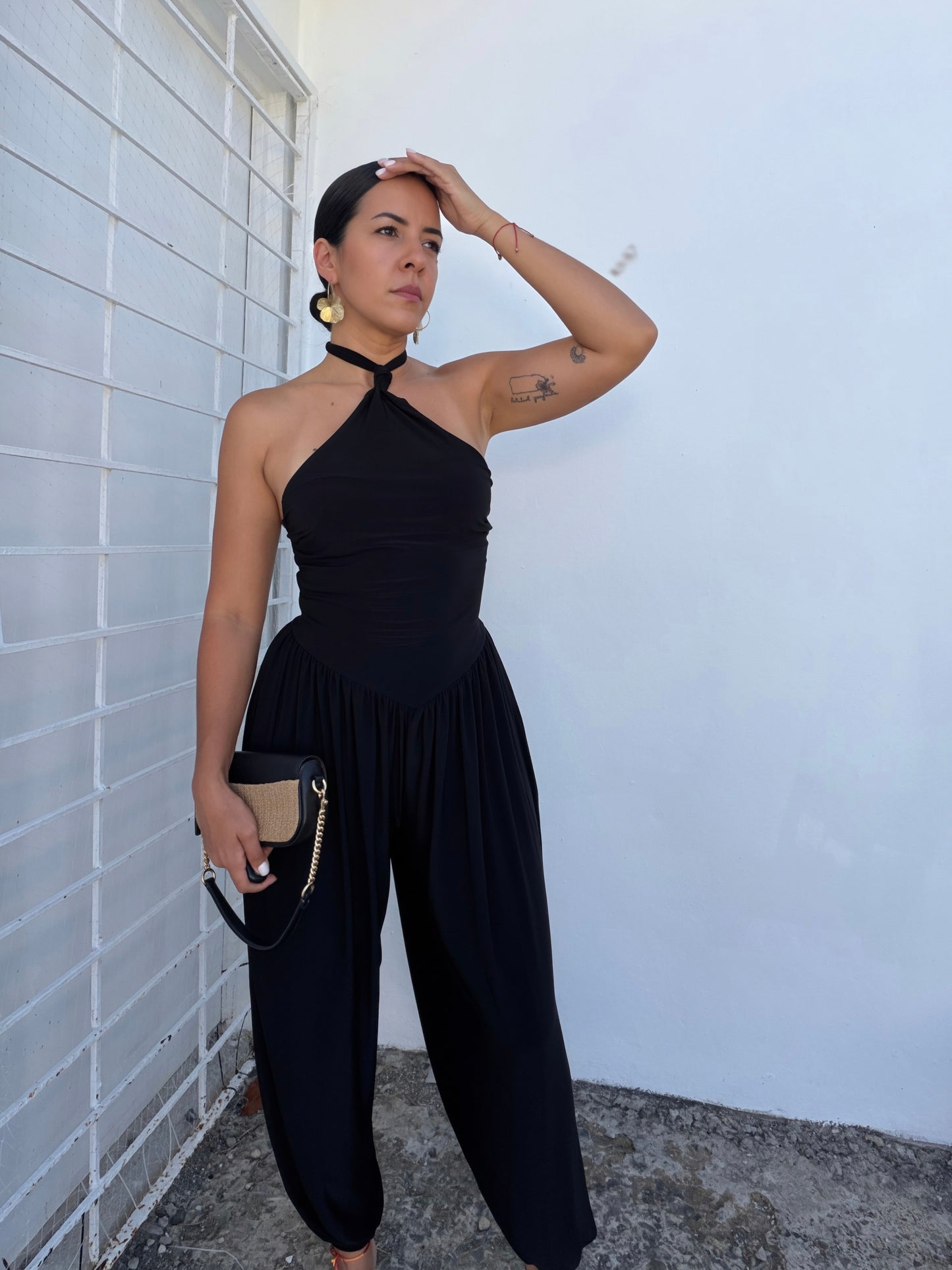 Black Halter Harem Jumpsuit