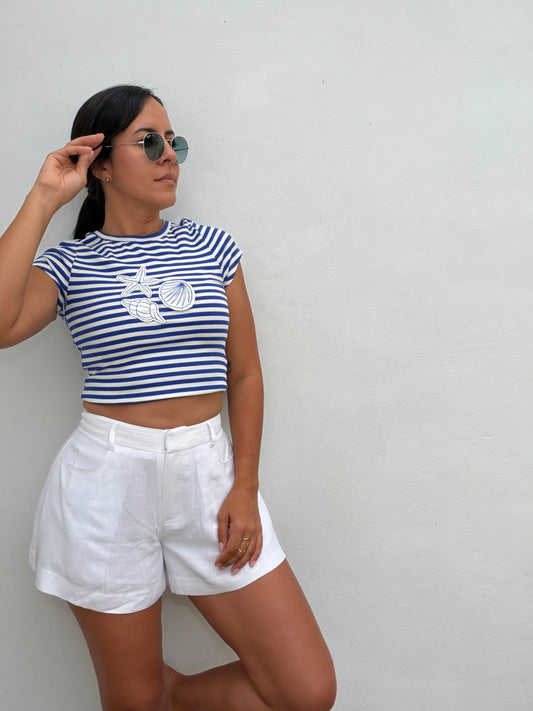 Blue Striped Summer Top
