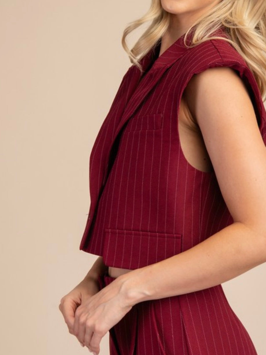 Wine Cropped Vest