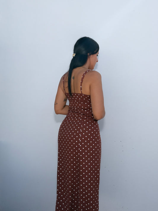 Vestido Midi Polka Dot Chocolate