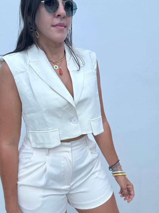 Cream Cropped Vest