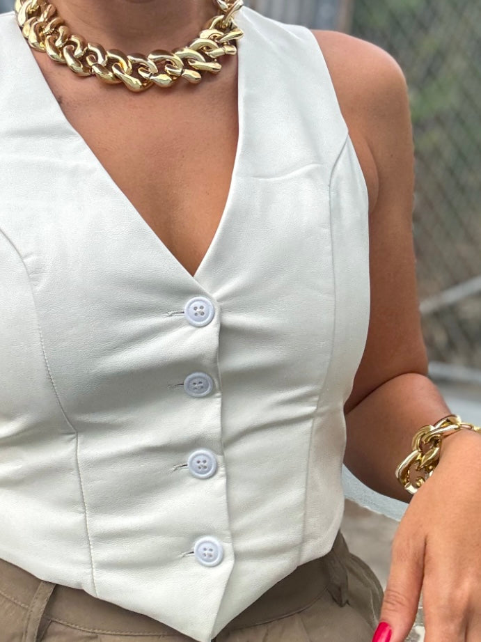 White Leather Vest