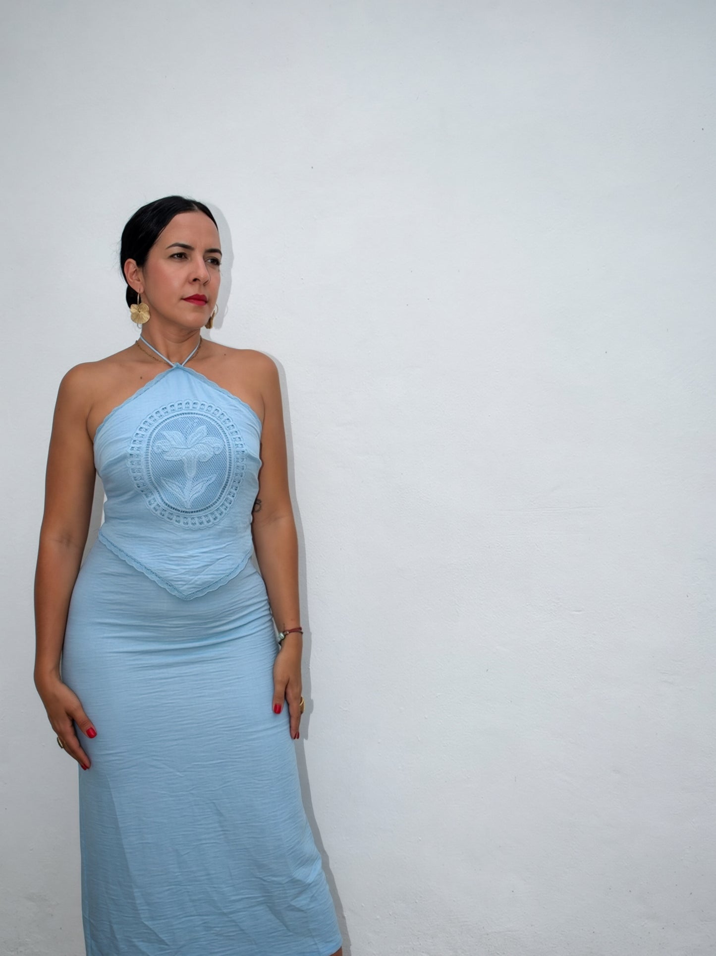 Blue Embroidered Dress