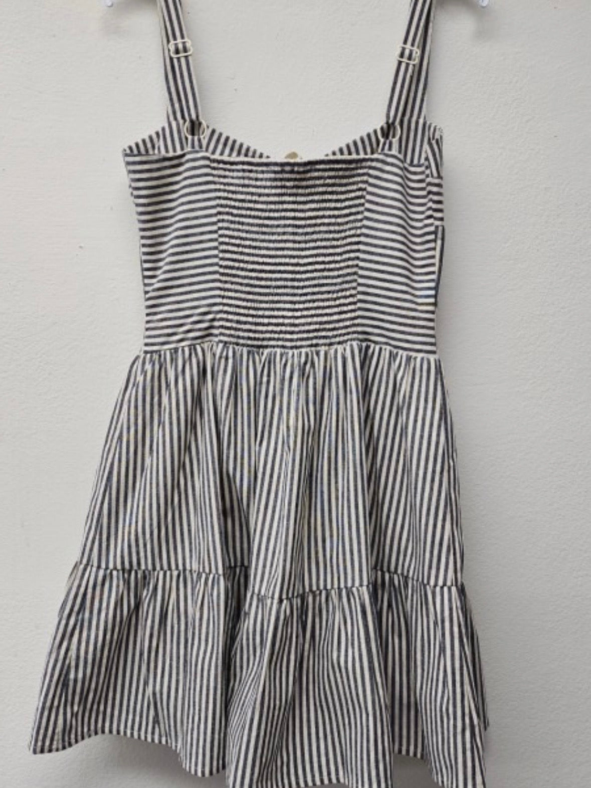 Striped Button Front Ruffle Mini Dress