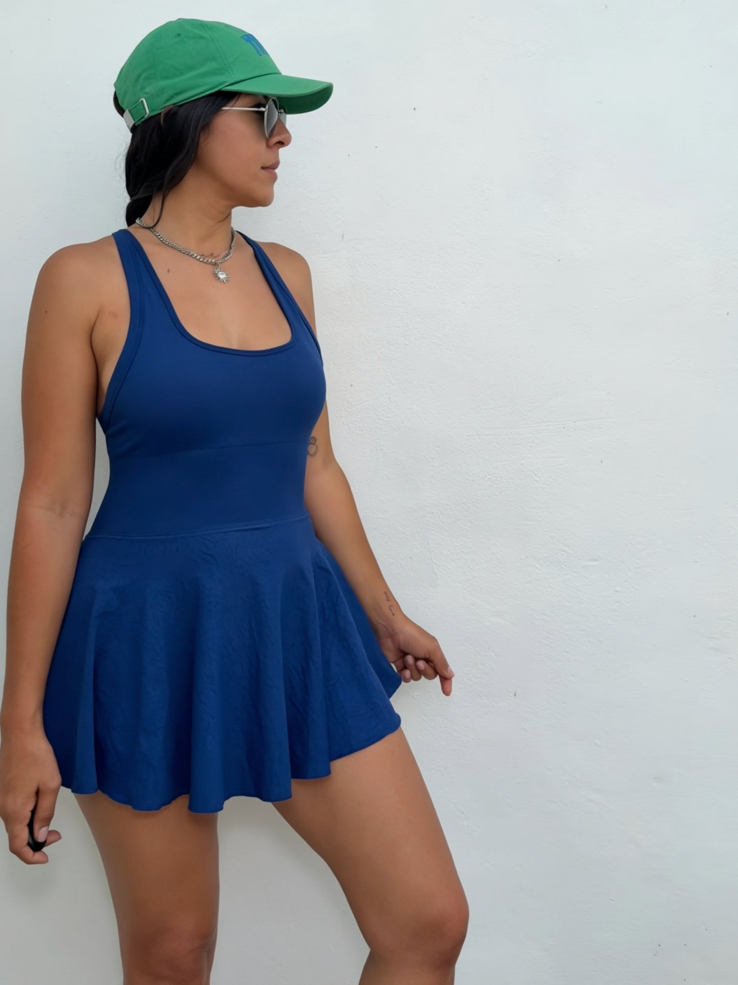 Blue Sporty Chic Dress with Shorts