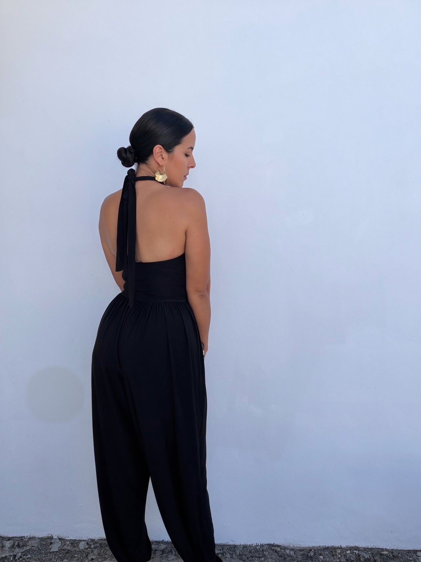 Black Halter Harem Jumpsuit