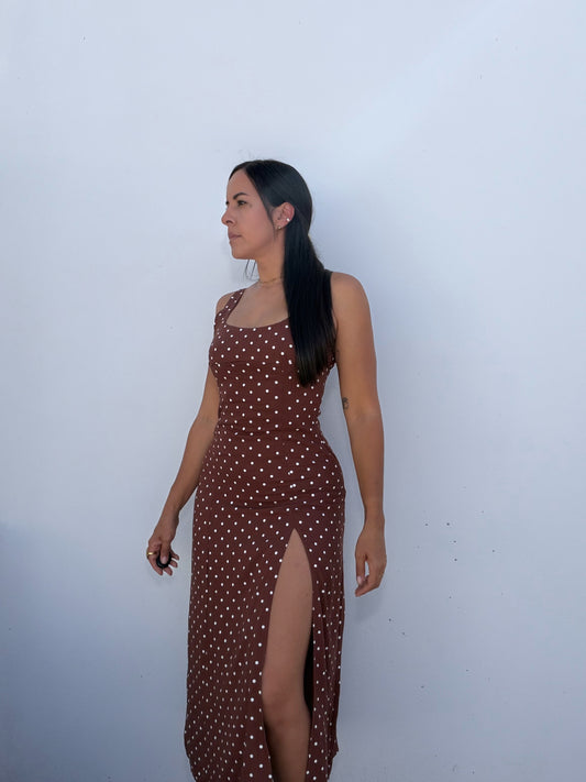 Vestido Midi Polka Dot Chocolate