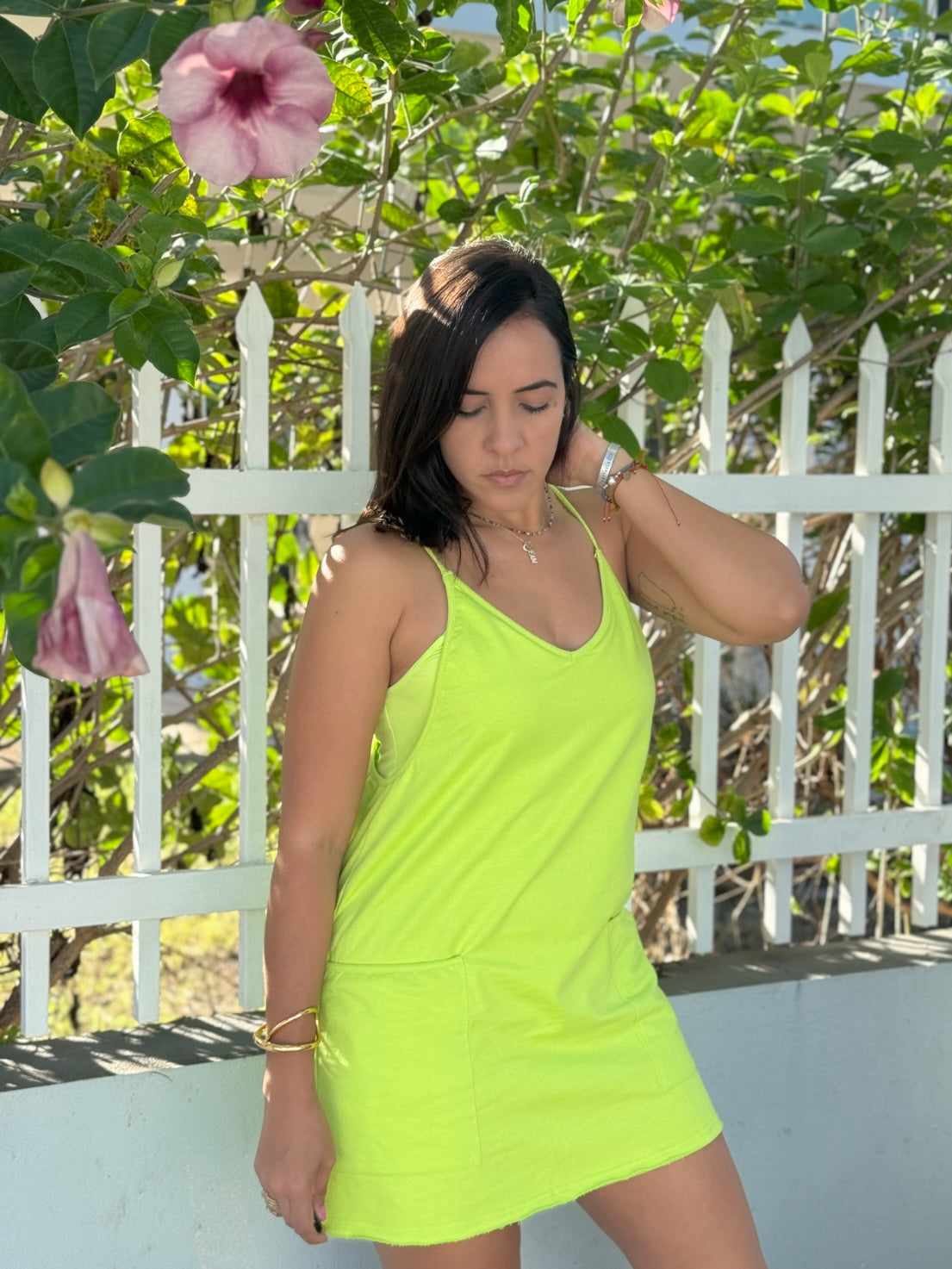 Lime Green Sporty Mini Dress