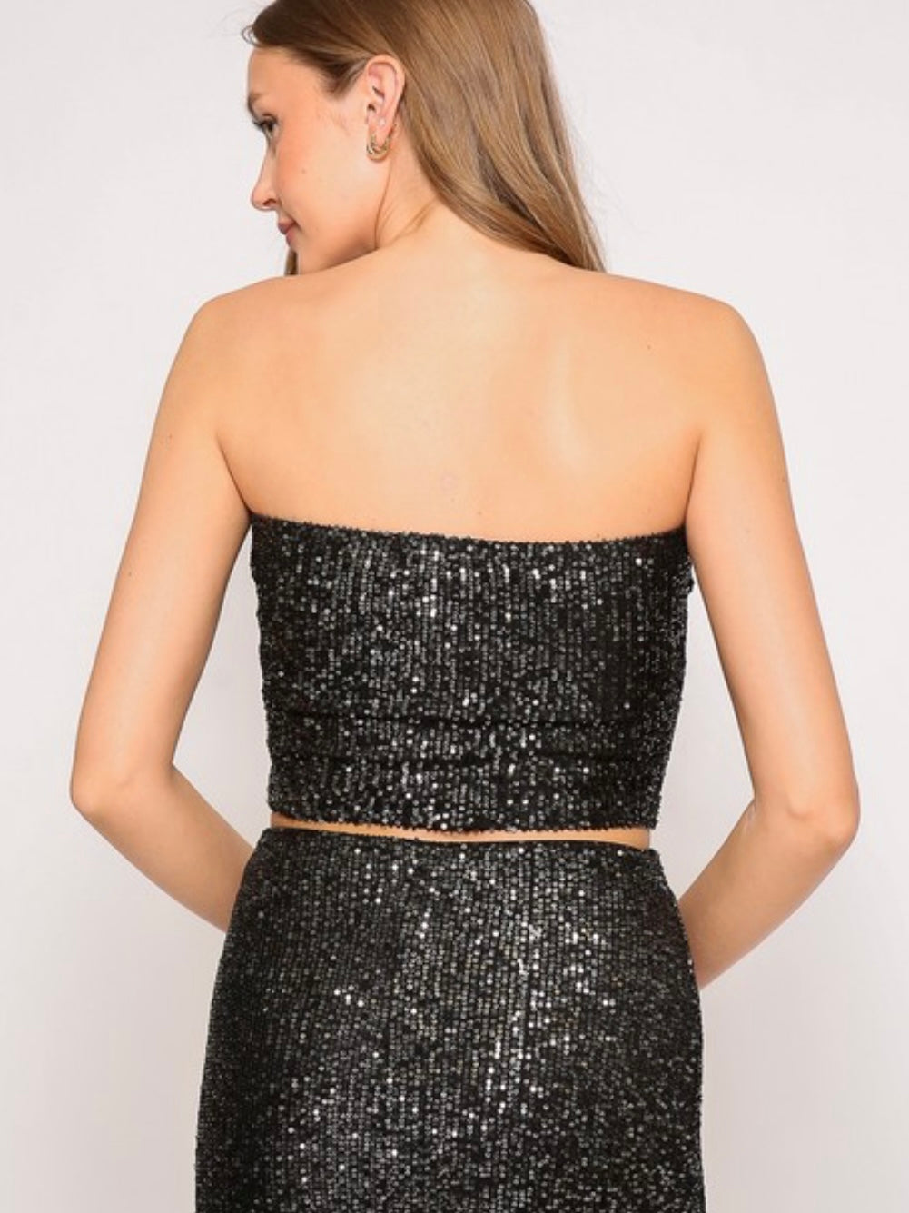 Shiny Strapless Top