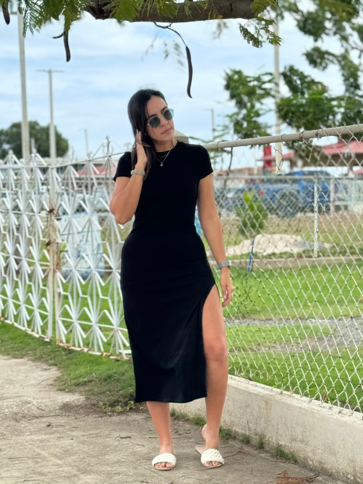 Black Sand Midi Dress