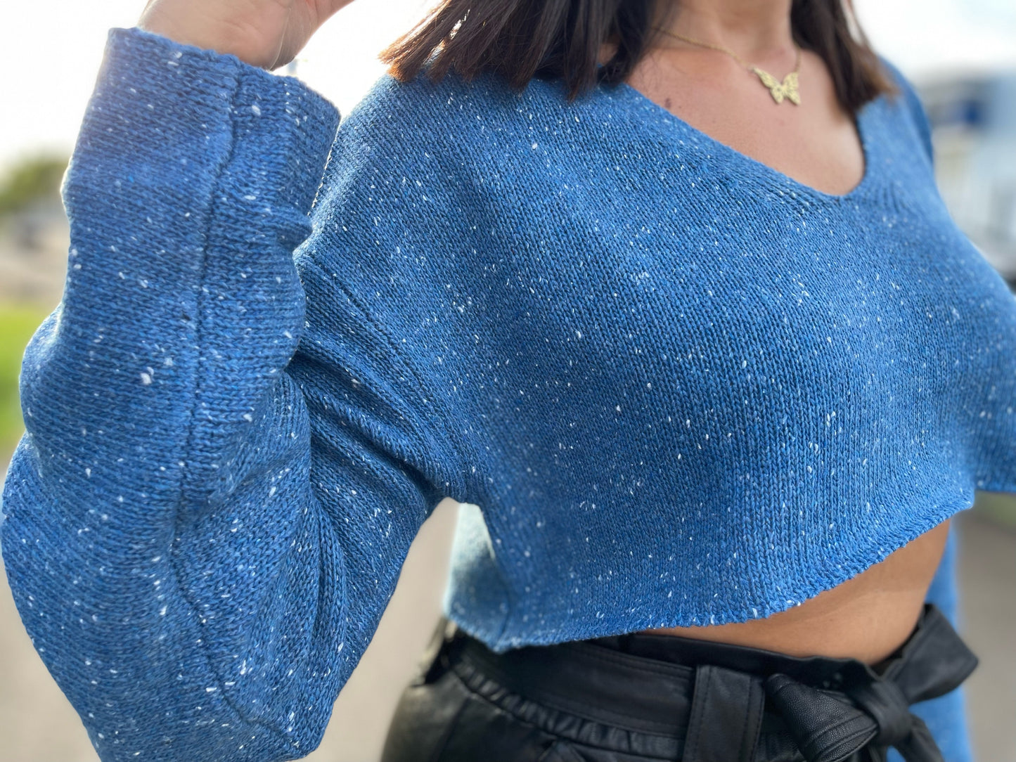 Blue Crop Sweater