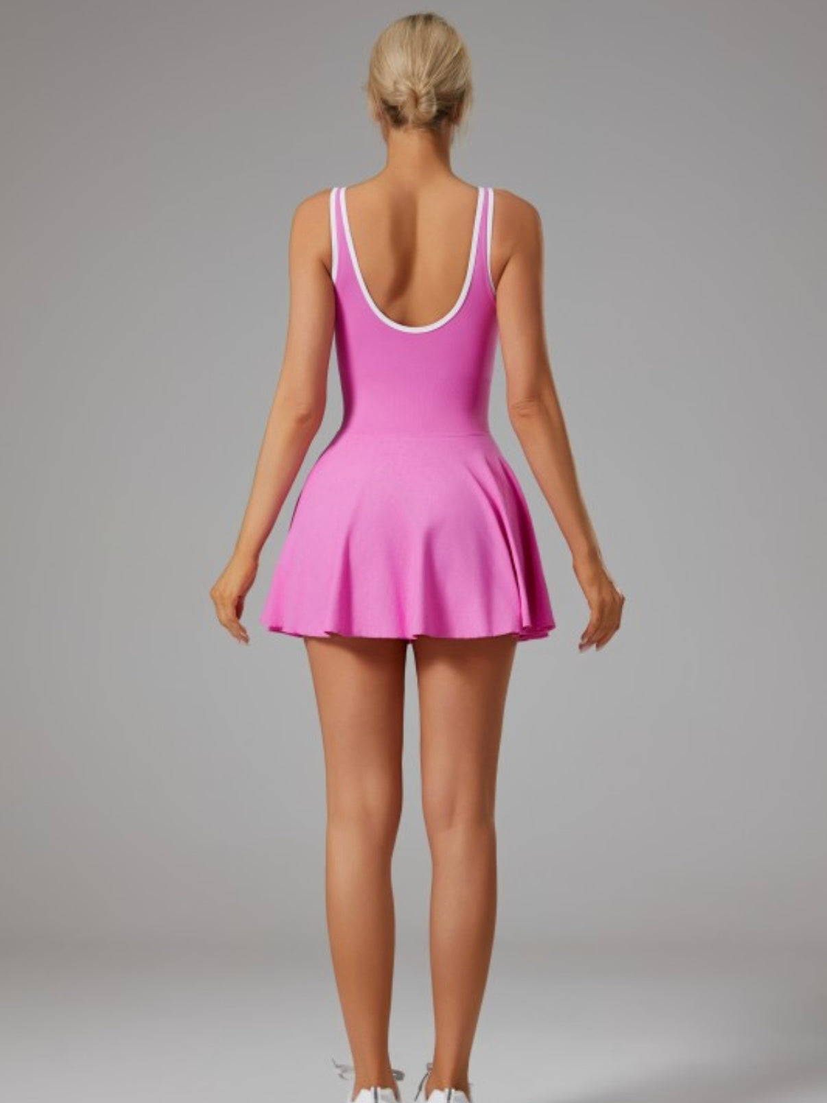  Vestido casual rosa para mujer con tela stretch premium