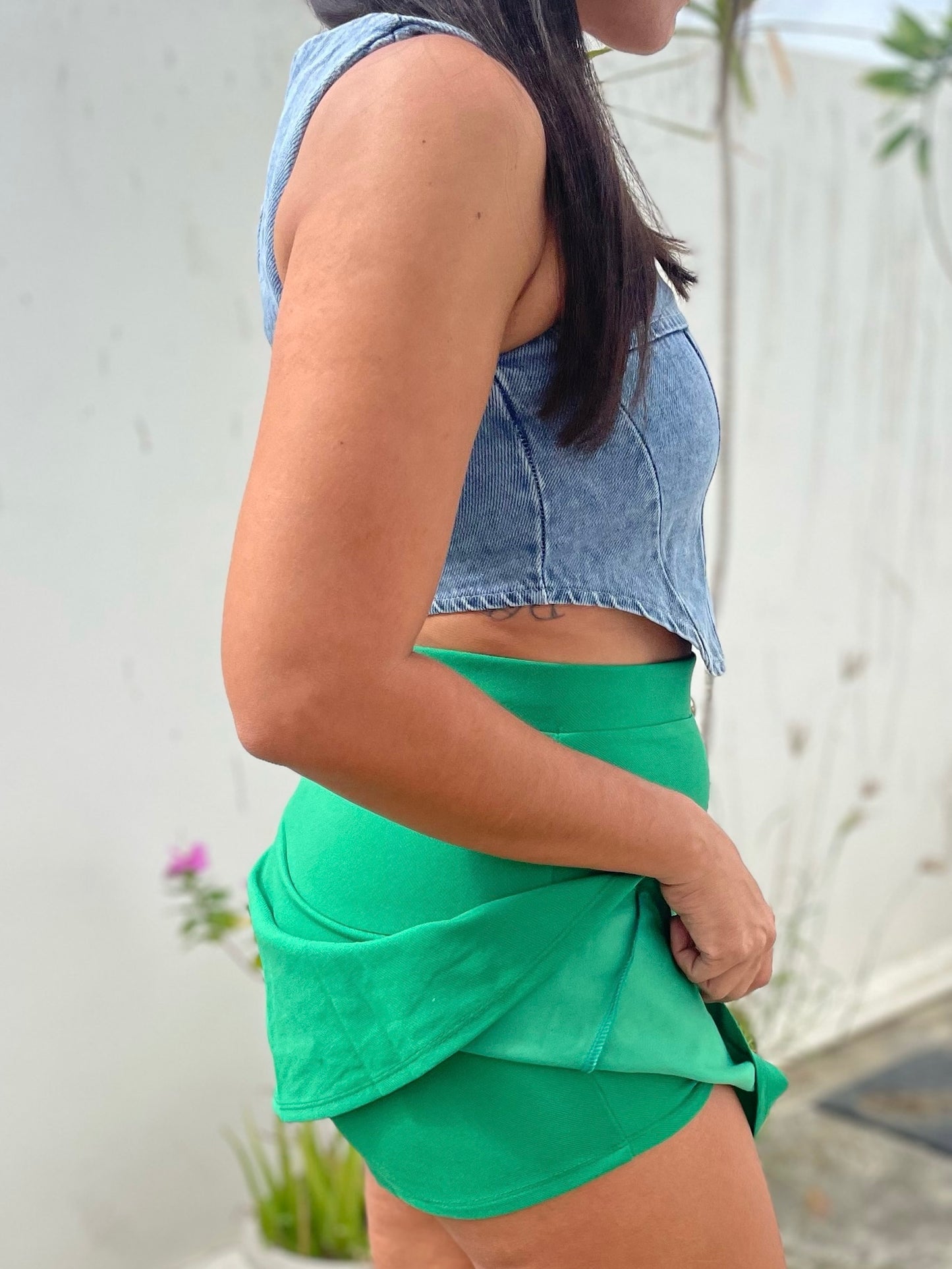 Green Ruffle Skort