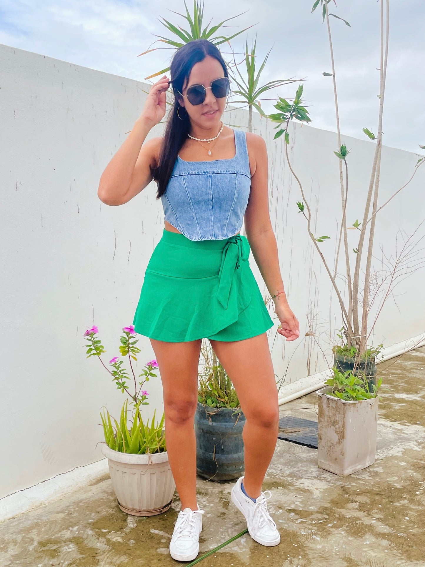Green Ruffle Skort