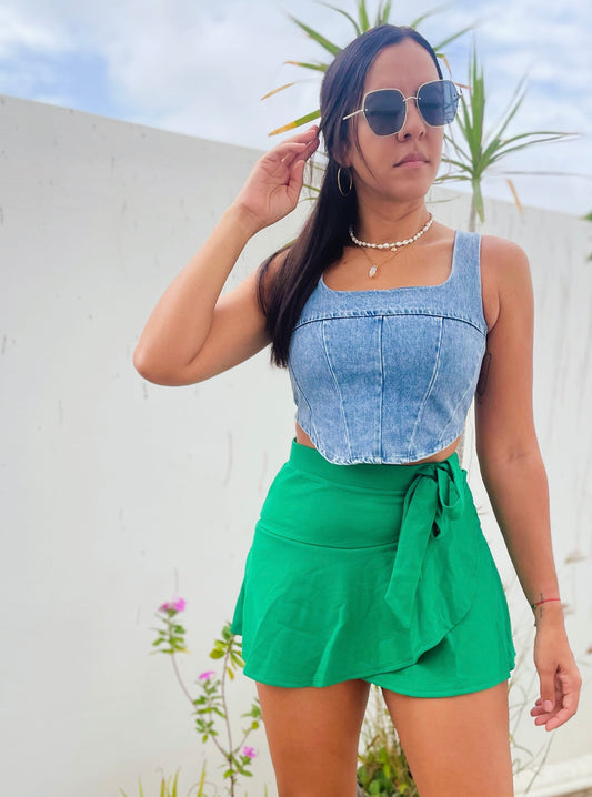 Green Ruffle Skort