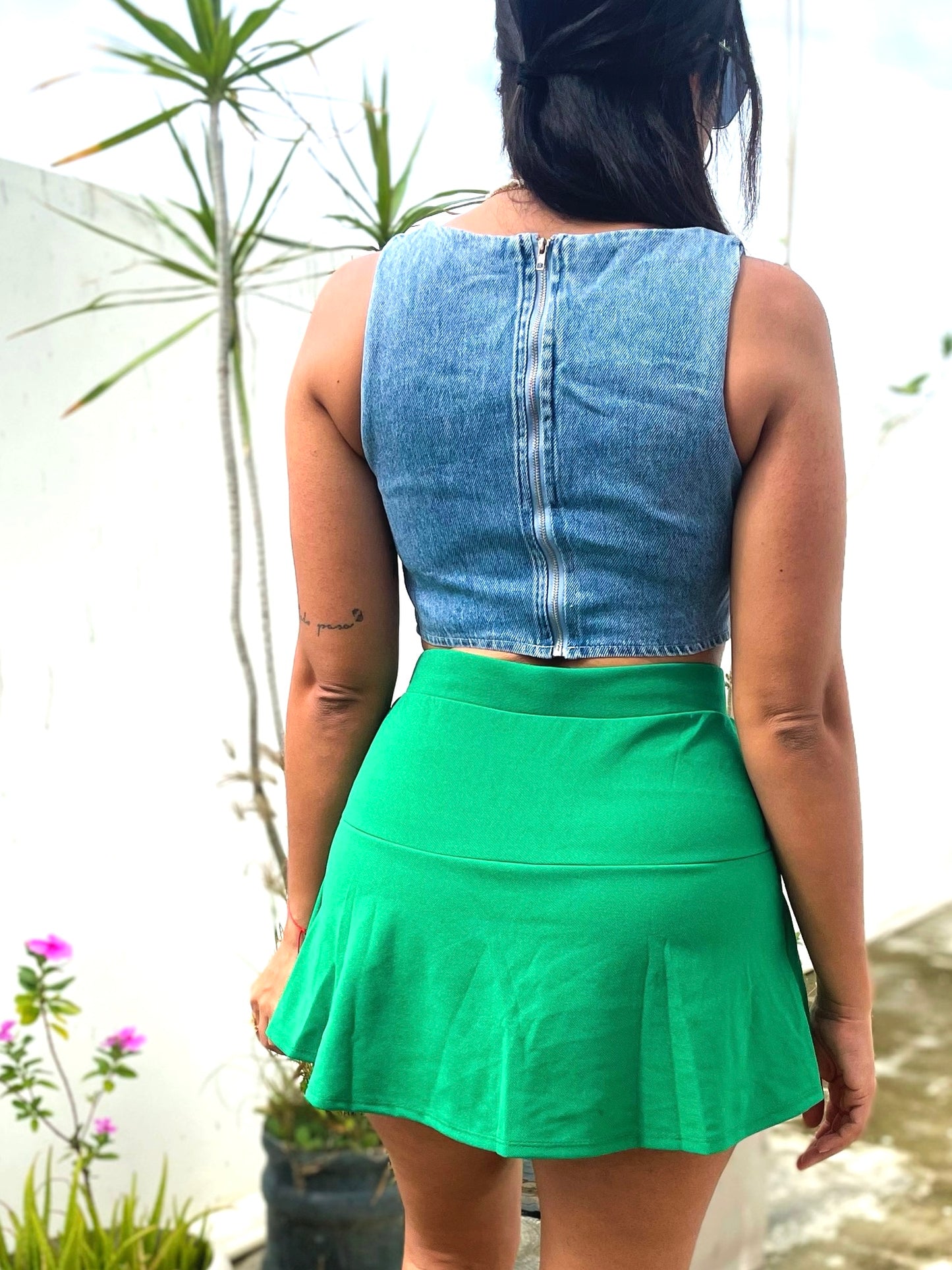 Green Ruffle Skort