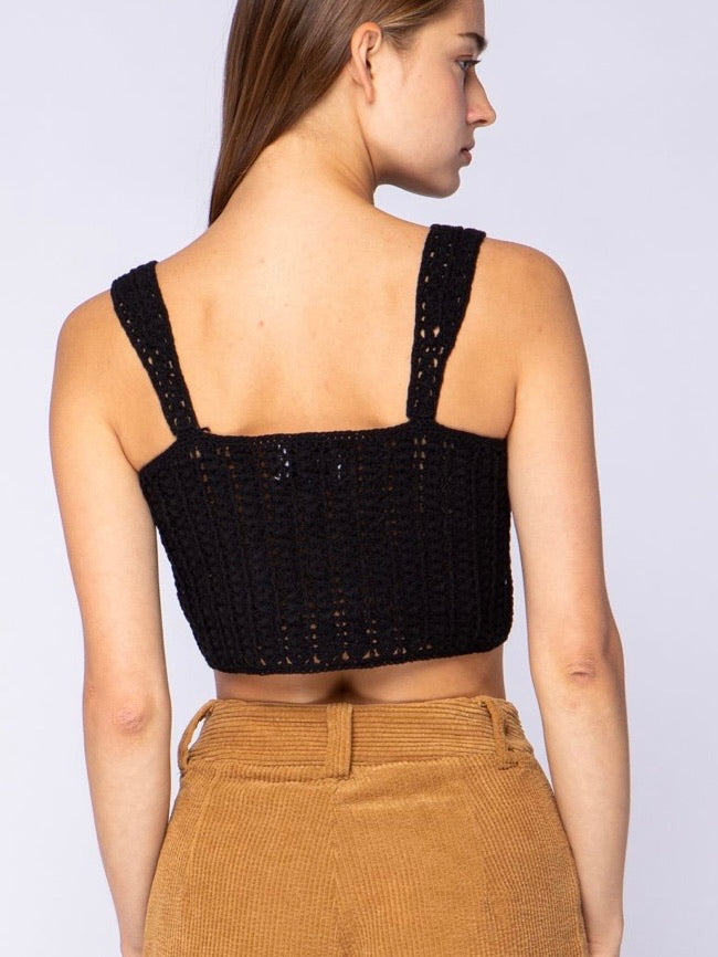 Black Crochet Crop Top