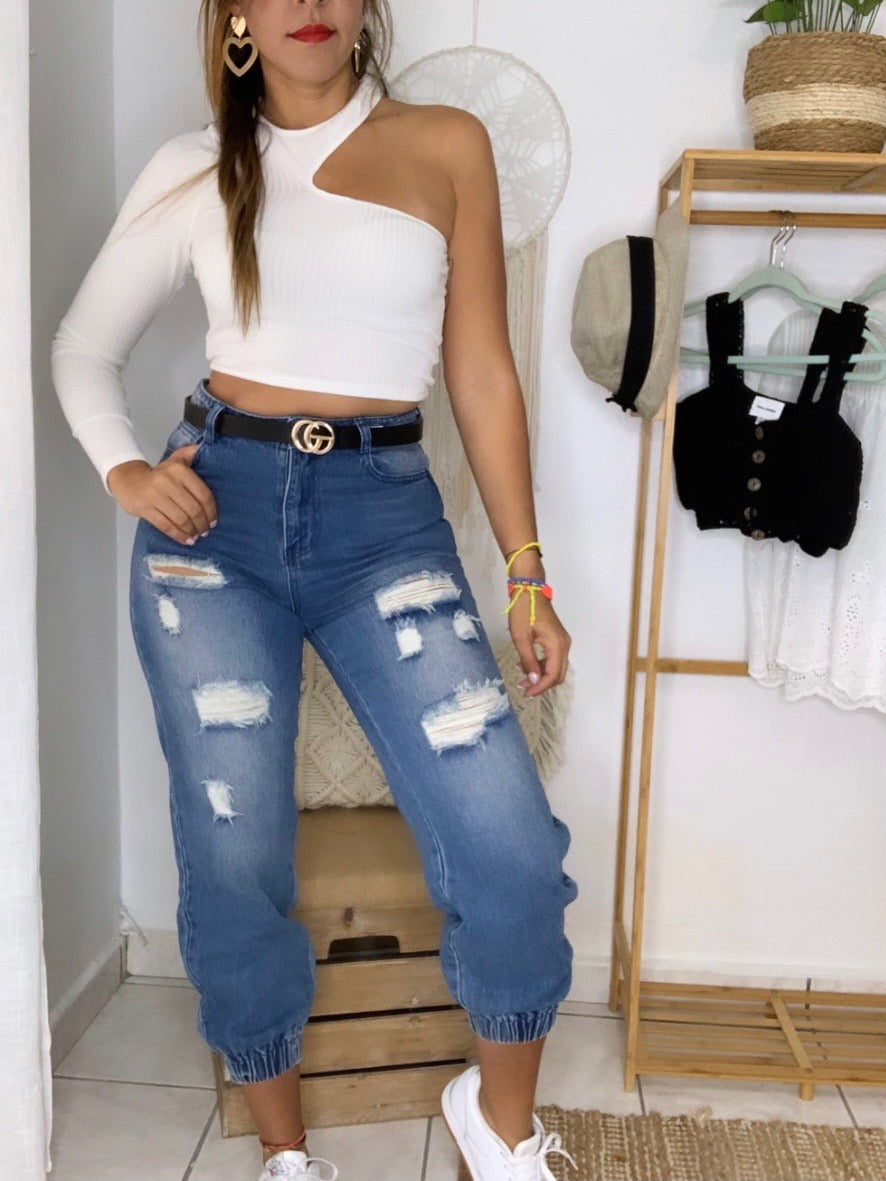 One Shoulder Crop Top