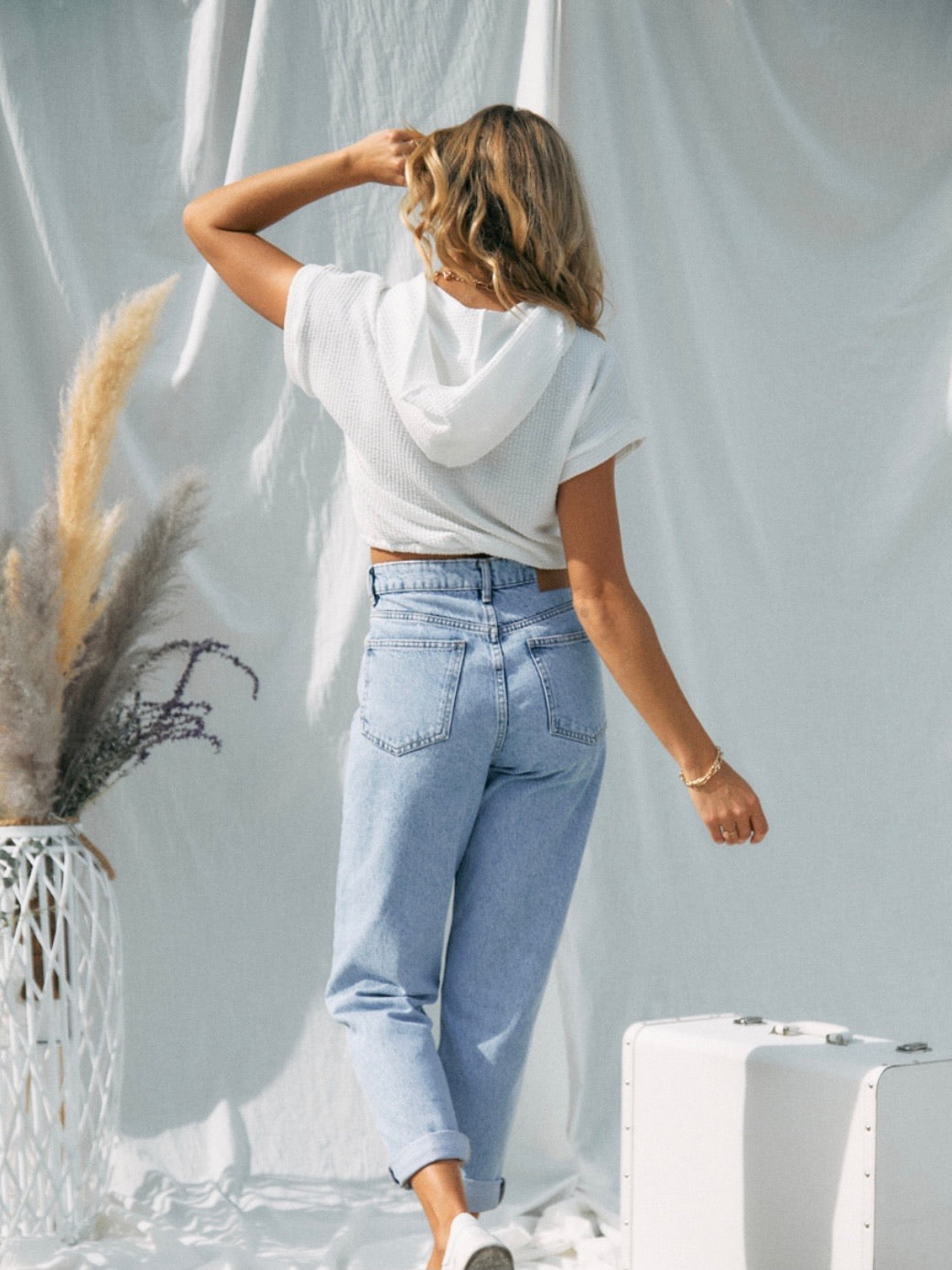 White Crop Hoodie