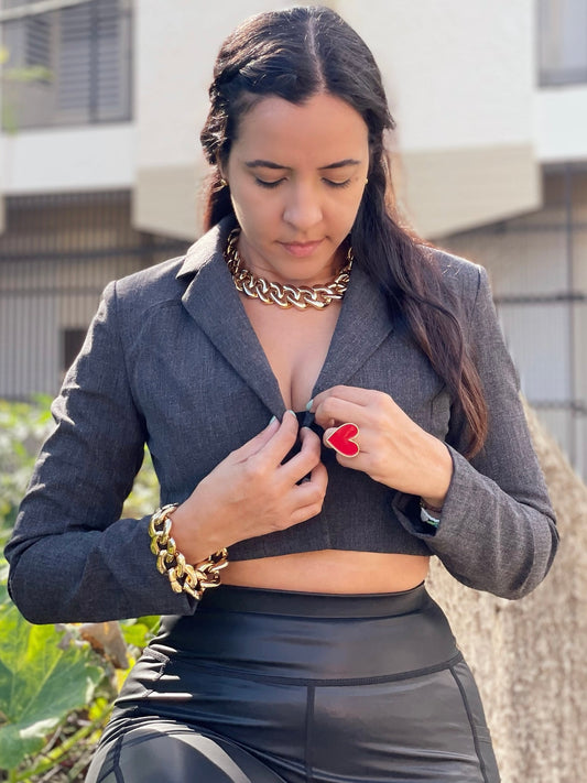Charcoal Crop Blazer