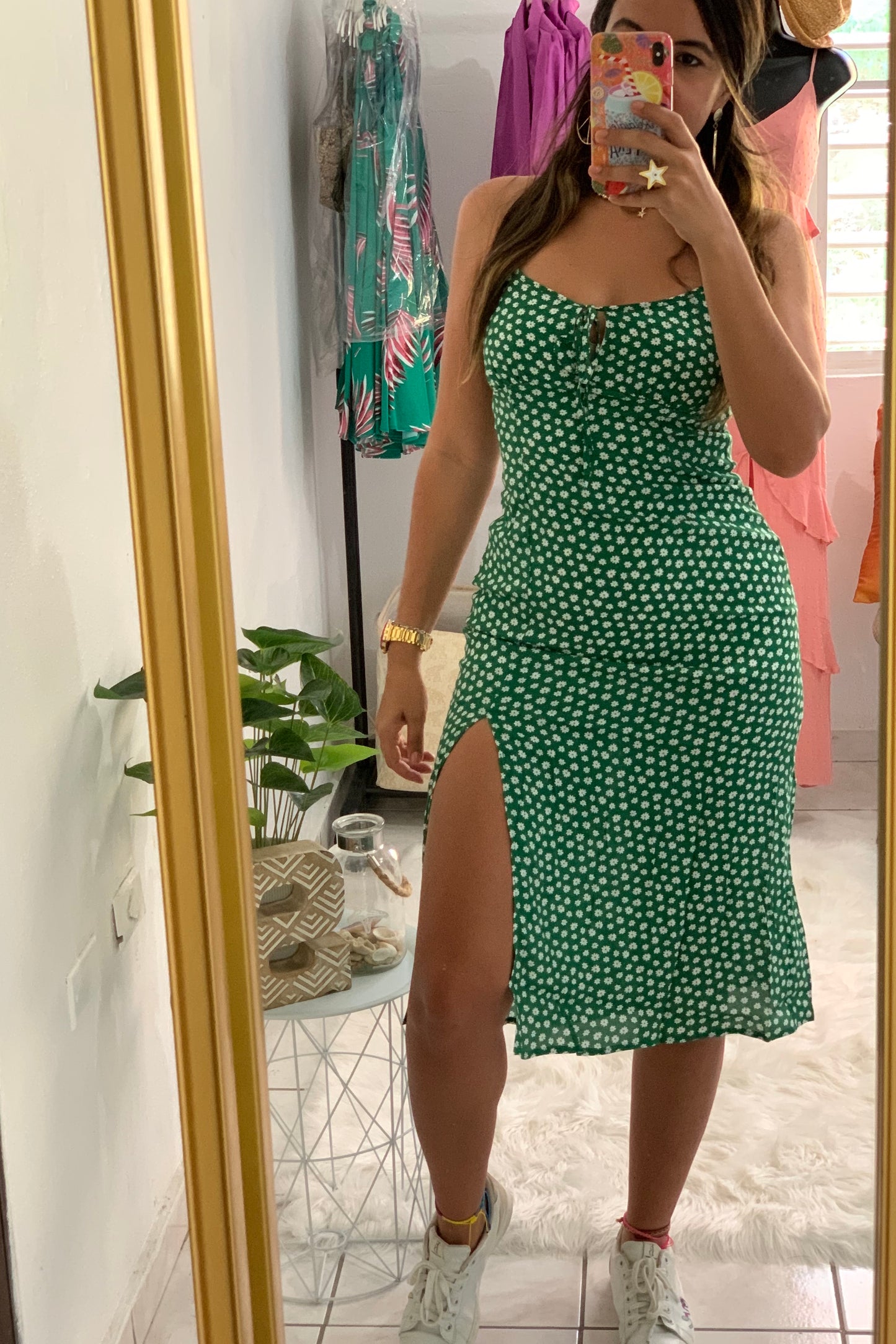 Green Floral Midi Dress
