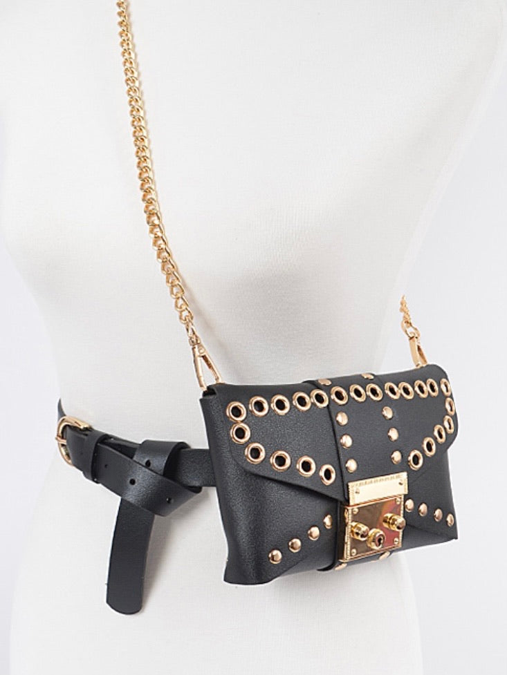 Leather Camel Bag  Chain + Belt